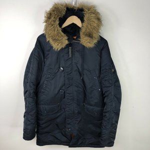 Alpha Industries Parka Extreme Weather Mens Medium Navy Blue Military N3B